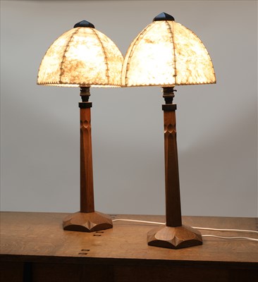 Lot 238 - A pair of oak table lamps