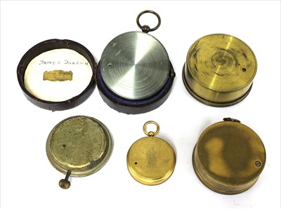 Lot 223 - Four pocket aneroid barometers and an altimeter, (5)