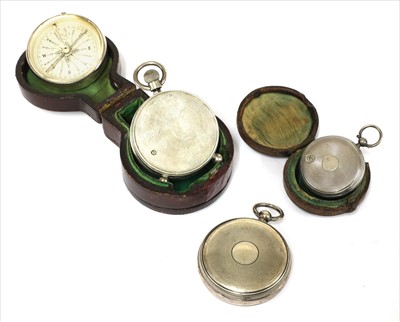 Lot 229 - Three silver-cased pocket aneroid barometers