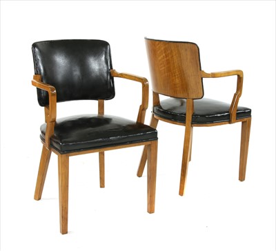 Lot 129 - A pair of Art Deco walnut elbow chairs