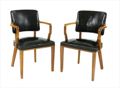 Lot 129 - A pair of Art Deco walnut elbow chairs