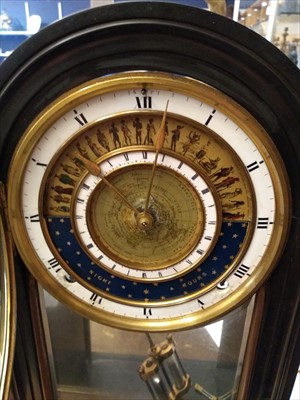 Lot 291 - A Victorian black slate mantel clock of large size