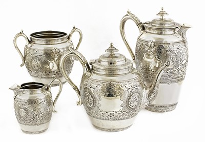 Lot 66 - A Scottish silver four-piece tea set