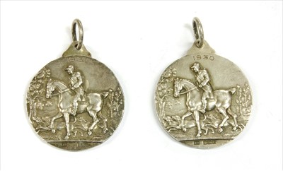 Lot 101A - Two heavy silver 'Light Horse Society' medallions