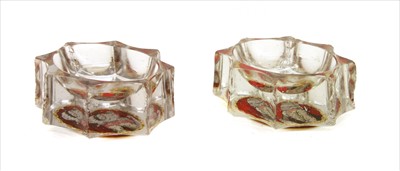 Lot 170 - A pair of Bohemian clear and glass open salts
