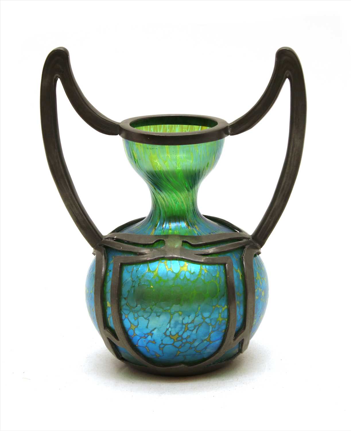 Lot 85 - A Loetz pewter-mounted vase