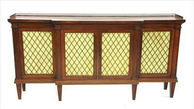 Lot 458 - A Regency period rosewood breakfast side cabinet