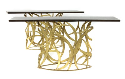 Lot 627 - A pair of contemporary console tables