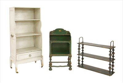 Lot 971 - A painted pine narrow open bookcase