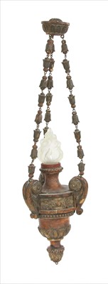 Lot 438 - A French ornately carved and painted ceiling light