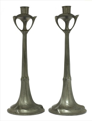 Lot 23 - A pair of Kayserzinn pewter candlesticks