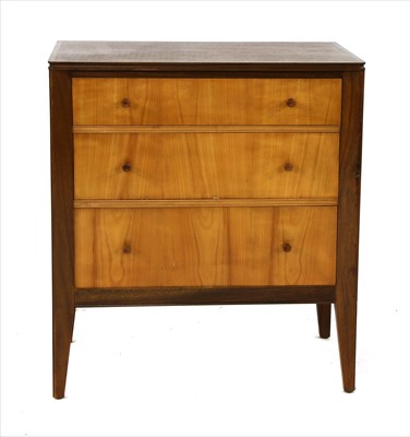 Lot 285 - A walnut and maple three-drawer chest