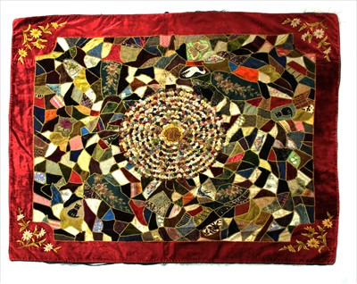 Lot 386 - A ‘crazy’ patchwork quilt
