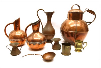 Lot 260 - A collection of copper and brasswares