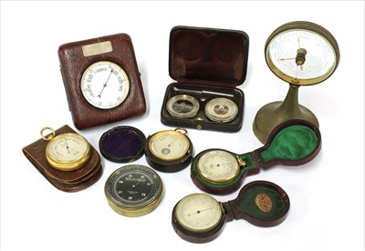 Lot 239 - Seven aneroid barometers and an auto-altimeter