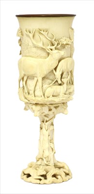 Lot 215 - An ivory hunting goblet