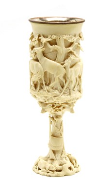 Lot 215 - An ivory hunting goblet