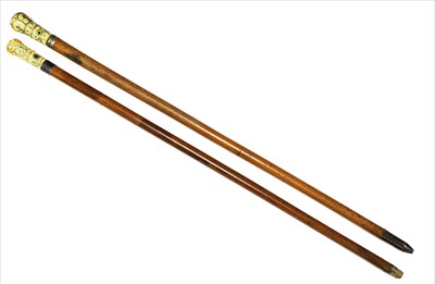Lot 169 - Two Queen Anne period piqué walking sticks