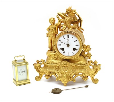 Lot 195 - A late 19th Century French gilt spelter mantel clock