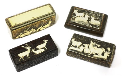 Lot 130 - Four carved stag antler boxes