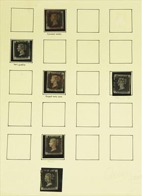 Lot 151 - Nine 1d blacks plates 4 & 8 on two pages