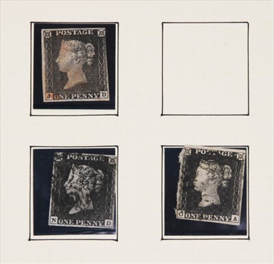 Lot 151 - Nine 1d blacks plates 4 & 8 on two pages