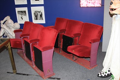 Lot 165 - TWO SETS OF THREE THEATRE SEATS