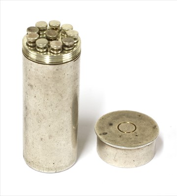 Lot 75 - A silver shooting peg drawer, butt marker