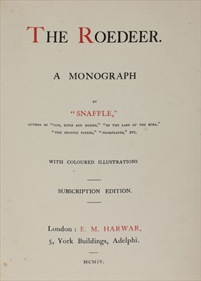 Lot 263 - SNAFFLE: The Roedeer : a Monograph.