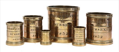 Lot 99 - A set of six County of Sussex Imperial measures
