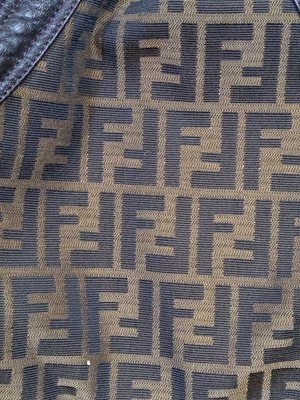Lot 264 - A Fendi brown leather and zucca canvas ‘Spy’ bag