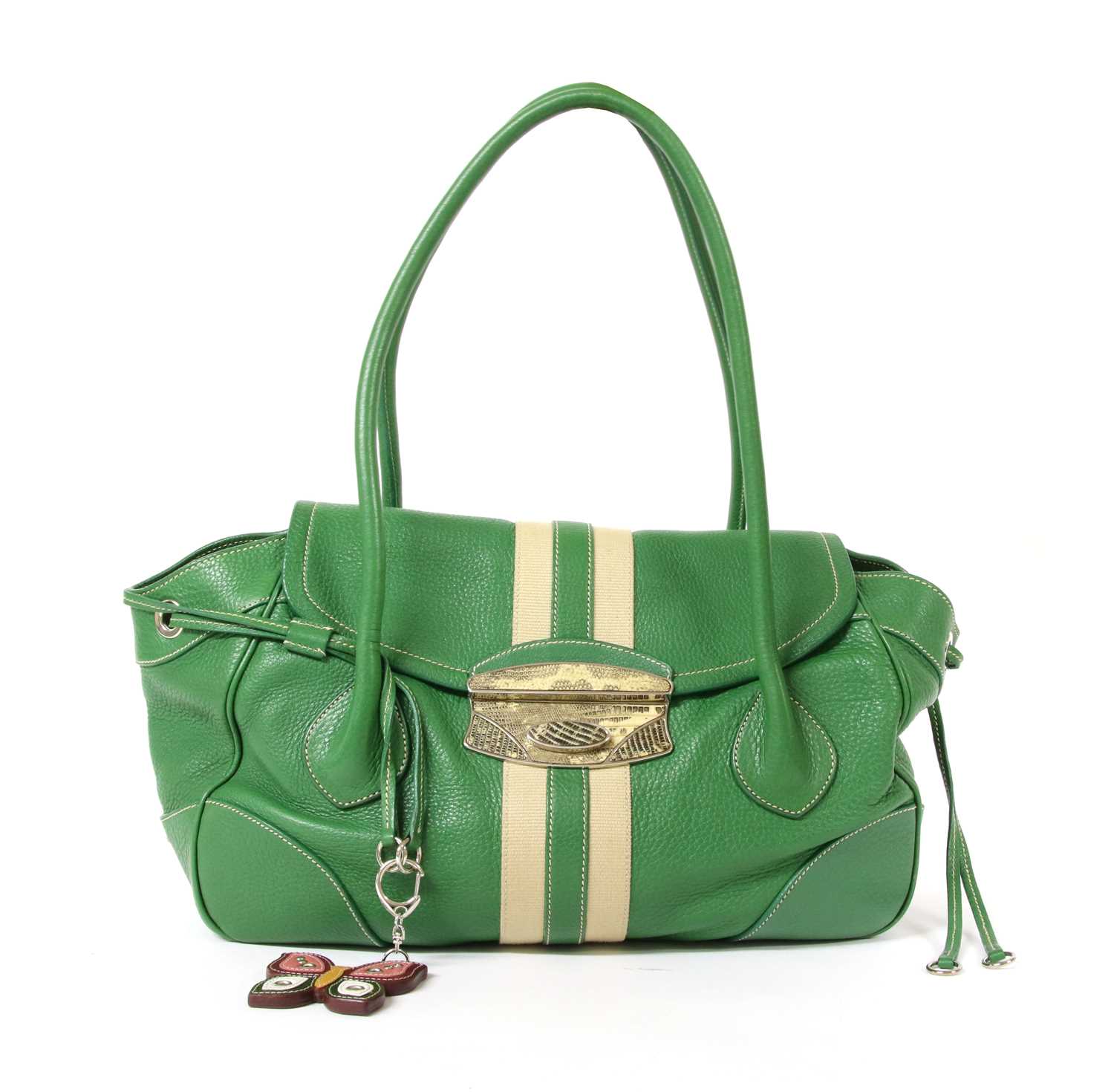 Lot 53 - A Prada green leather shoulder bag
