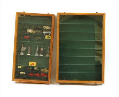 Lot 394 - Two shallow hanging fine display cabinets