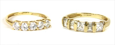 Lot 37 - An 18ct gold five stone cubic zirconia ring