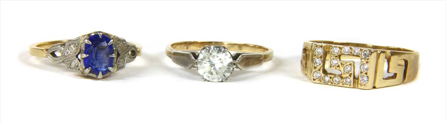 Lot 17 - A gold single stone cubic zirconia ring