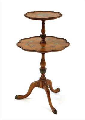 Lot 400 - A satinwood and painted two tier occasional table