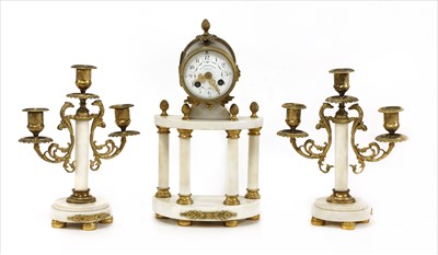 Lot 750 - A French clock garniture