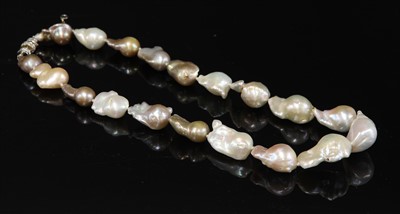 Lot 162 - A single row graduated baroque cultured pearl necklace