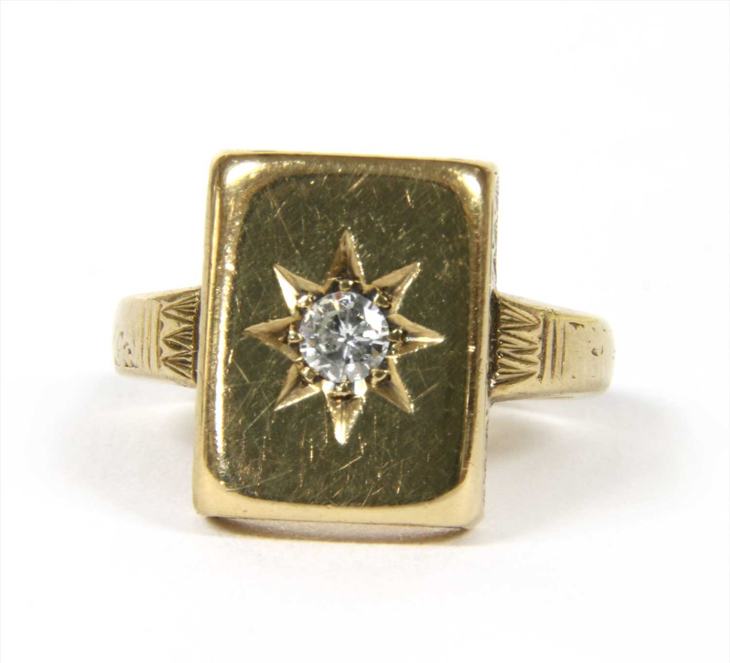 Lot 3 - A 9ct gold diamond signet ring