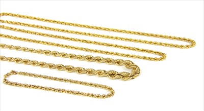 Lot 57 - A 9ct gold graduated hollow rope link chain