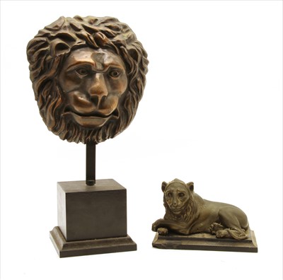 Lot 204 - A cast bronze lion mask