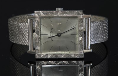 Lot 357 - An 18ct white gold Favre-Leuba mechanical bracelet watch, c.1960