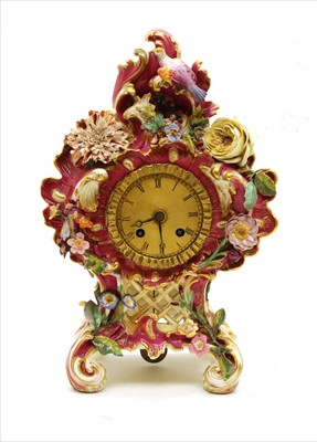 Lot 179 - A Coalport porcelain mantel clock