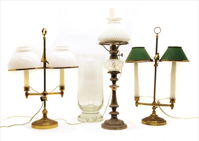 Lot 272 - Two brass student lamps