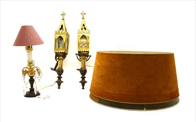 Lot 209 - A pair of Gothic brass wall lights