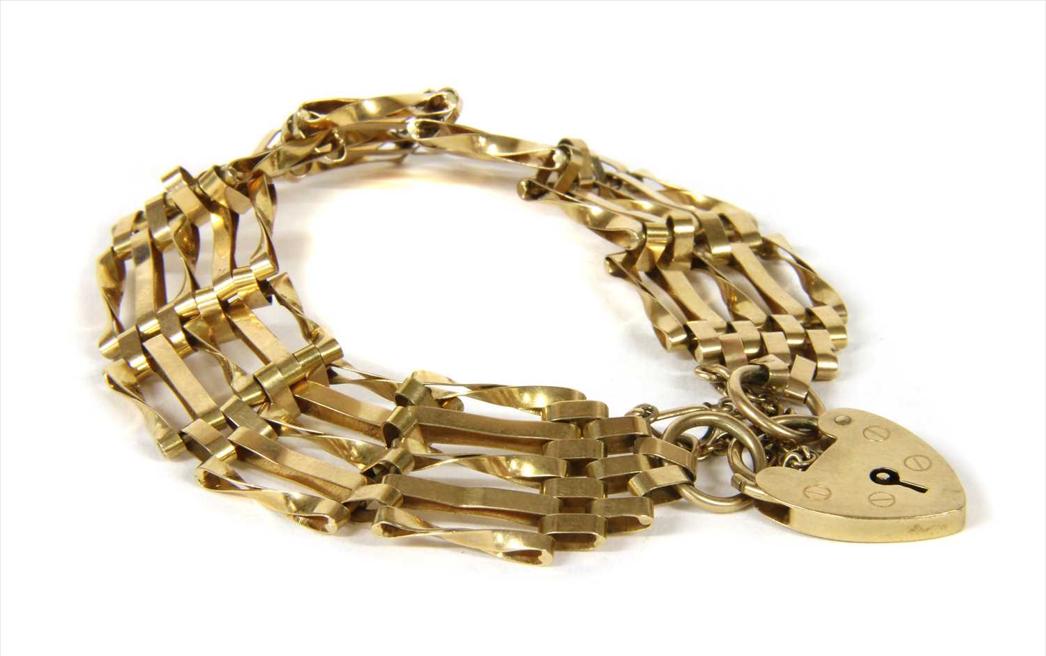 Lot 12 - A 9ct gold five row gate bracelet