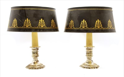 Lot 276 - A pair of silvered table lamps