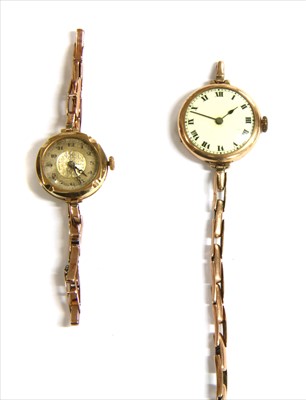 Lot 85 - Two 9ct gold mechanical bracelet watches