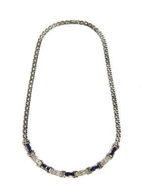 Lot 59 - A white gold sapphire and diamond necklace