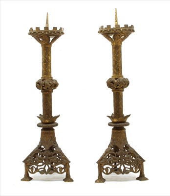 Lot 353 - A pair of 19th century French gilt bronze pricket sticks